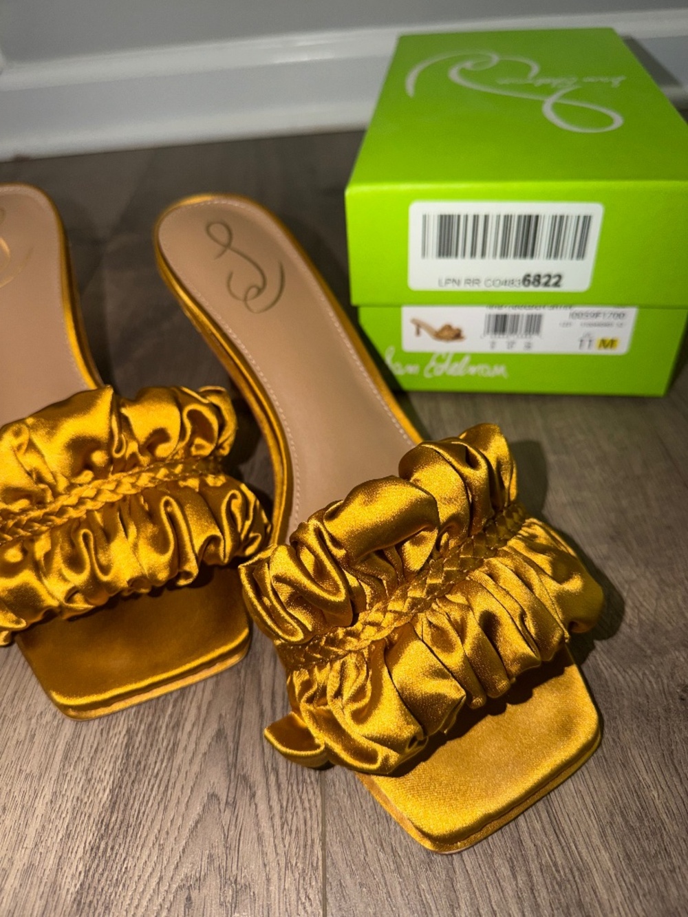 SAM EDELMAN Kady golden satin shoes